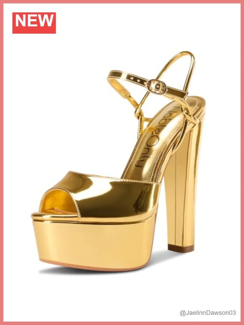 NobleOnly Women's Chunky Block Platform Heels Sandals Peep Toe Ankle Strap